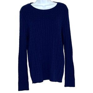 Talbots Cable Knit Sweater sz L Wool Blend Pullover Long Sleeve Preppy Academia